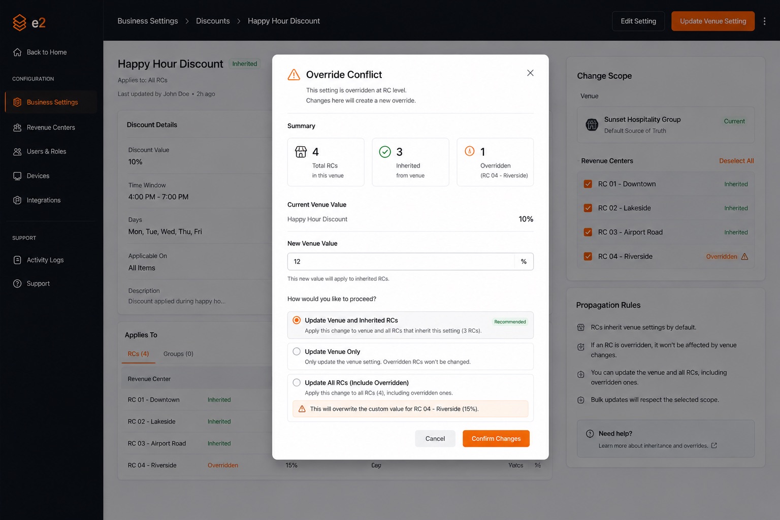 CHEQ override conflict modal or navigation